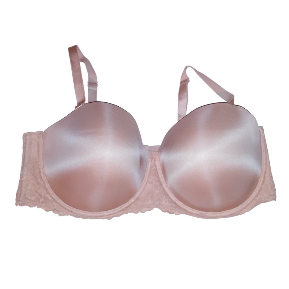 Torrid Bra 44DDD Beige Light Lined Strapless Convertible Lace Trim Underwire